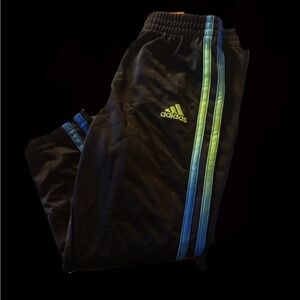 Adidas Kids Black Joggers with colorful Stripes
